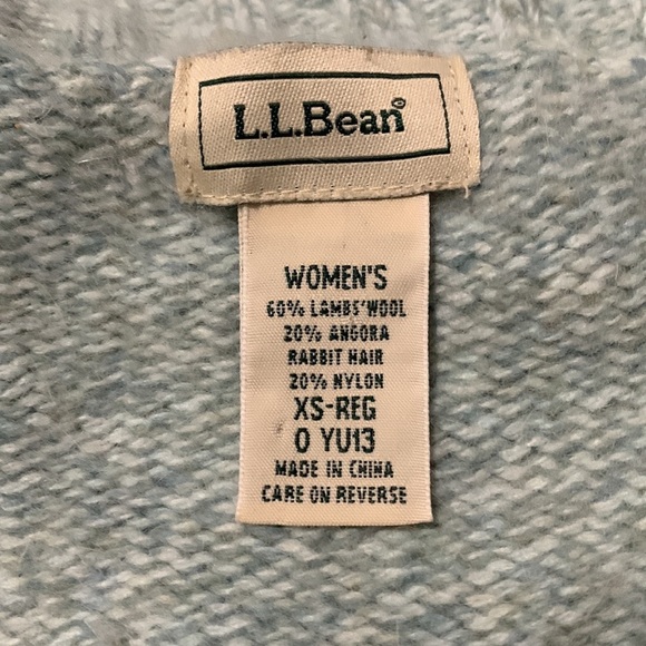 L. L. Bean sweater full zip knit green sweater lambs wool rabbit hair blend XS - Picture 4 of 13